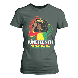 Queen Afro T Shirt For Women Juneteenth 1865 TS01 Dark Forest Green Print Your Wear