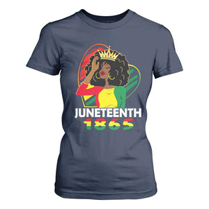 Queen Afro T Shirt For Women Juneteenth 1865 TS01 Navy Print Your Wear