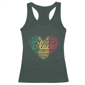 Black Awesome Strong Inspirational Racerback Tank Top African American Pride Juneteenth BHM TS01 Dark Forest Green Print Your Wear