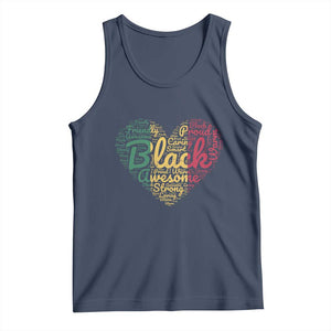 Black Awesome Strong Inspirational Tank Top African American Pride Juneteenth BHM TS01 Navy Print Your Wear