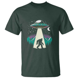 UFO Bigfoot Alien Abduction T Shirt TS01 Dark Forest Green Print Your Wear