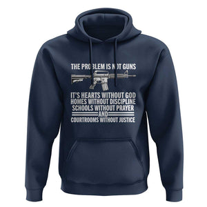 The Problem Is Not Guns - Patriotic Quote Hoodie Christian Faith & Values TS01 Navy Print Your Wear