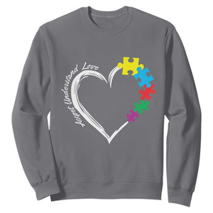 Autism Acceptance Sweatshirt Accept Understand Love Spectrum Jigsaw Puzzle Heart TS01 Charcoal Printyourwear