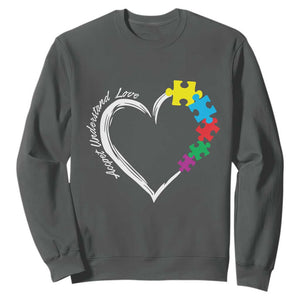 Autism Acceptance Sweatshirt Accept Understand Love Spectrum Jigsaw Puzzle Heart TS01 Dark Heather Printyourwear