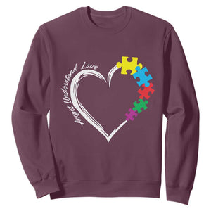 Autism Acceptance Sweatshirt Accept Understand Love Spectrum Jigsaw Puzzle Heart TS01 Maroon Printyourwear