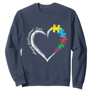 Autism Acceptance Sweatshirt Accept Understand Love Spectrum Jigsaw Puzzle Heart TS01 Navy Printyourwear