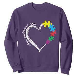 Autism Acceptance Sweatshirt Accept Understand Love Spectrum Jigsaw Puzzle Heart TS01 Purple Printyourwear