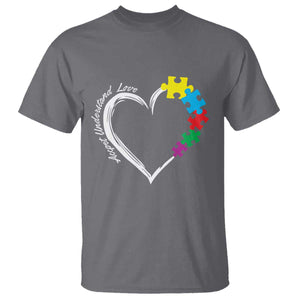 Autism Acceptance T Shirt Accept Understand Love Spectrum Jigsaw Puzzle Heart TS01 Charcoal Printyourwear