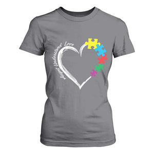 Autism Acceptance T Shirt For Women Accept Understand Love Spectrum Jigsaw Puzzle Heart TS01 Charcoal Printyourwear