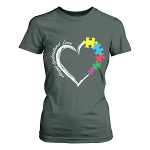 Autism Acceptance T Shirt For Women Accept Understand Love Spectrum Jigsaw Puzzle Heart TS01 Dark Forest Green Printyourwear
