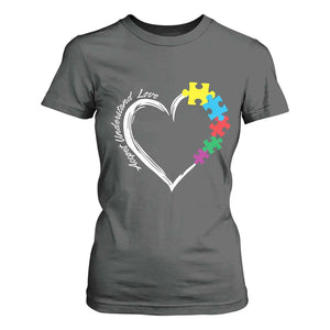 Autism Acceptance T Shirt For Women Accept Understand Love Spectrum Jigsaw Puzzle Heart TS01 Dark Heather Printyourwear