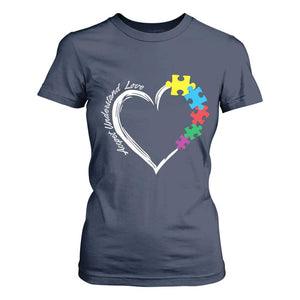 Autism Acceptance T Shirt For Women Accept Understand Love Spectrum Jigsaw Puzzle Heart TS01 Navy Printyourwear