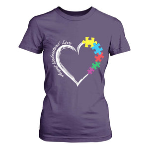 Autism Acceptance T Shirt For Women Accept Understand Love Spectrum Jigsaw Puzzle Heart TS01 Purple Printyourwear