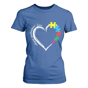Autism Acceptance T Shirt For Women Accept Understand Love Spectrum Jigsaw Puzzle Heart TS01 Royal Blue Printyourwear