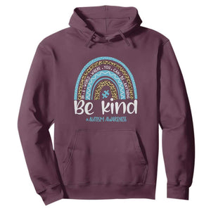 Autism Awareness Hoodie In A World Where You Can Be Anything Be Kind Blue Rainbow TS01 Maroon Printyourwear