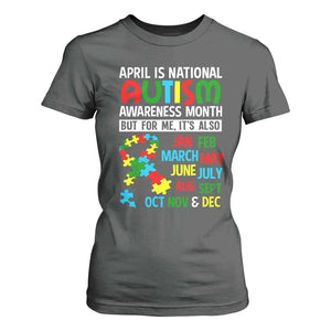 April Is National Autism Awareness Month T Shirt For Women But For Me It's All Months TS01 Dark Heather Printyourwear