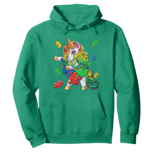 Unicorn Autism Hoodie His Fight is My Fight with Flossing Unicorn Puzzle Piece TS01 Irish Green Printyourwear