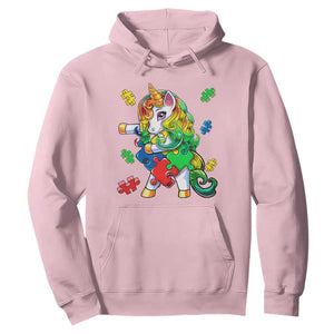 Unicorn Autism Hoodie His Fight is My Fight with Flossing Unicorn Puzzle Piece TS01 Light Pink Printyourwear