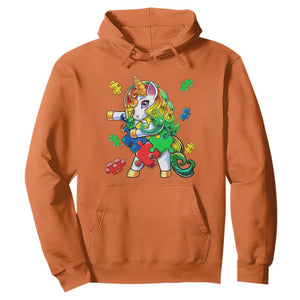 Unicorn Autism Hoodie His Fight is My Fight with Flossing Unicorn Puzzle Piece TS01 Orange Printyourwear