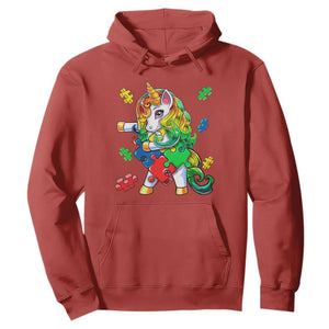 Unicorn Autism Hoodie His Fight is My Fight with Flossing Unicorn Puzzle Piece TS01 Red Printyourwear