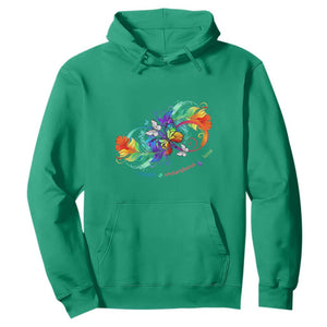 Autism Acceptance Hoodie Accept Understand Love Rainbow Infinity With Butterfly Feathers TS01 Irish Green Printyourwear