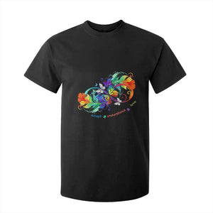 Autism Acceptance T Shirt For Kid Accept Understand Love Rainbow Infinity With Butterfly Feathers TS01 Black Printyourwear