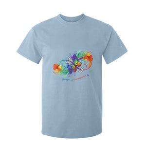 Autism Acceptance T Shirt For Kid Accept Understand Love Rainbow Infinity With Butterfly Feathers TS01 Light Blue Printyourwear