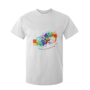 Autism Acceptance T Shirt For Kid Accept Understand Love Rainbow Infinity With Butterfly Feathers TS01 White Printyourwear