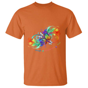 Autism Acceptance T Shirt Accept Understand Love Rainbow Infinity With Butterfly Feathers TS01 Orange Printyourwear