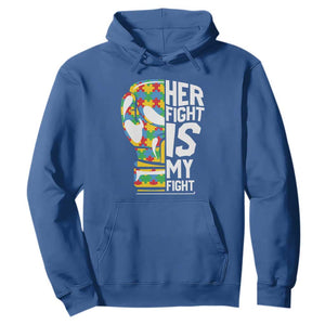 Autism Support Hoodie Her Fight is My Fight Warriors Jigsaw Puzzle Boxing Glove TS01 Royal Blue Printyourwear