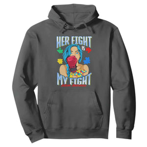 Autism Support Hoodie Her Fight is My Fight Autistic Warriors TS01 Dark Heather Printyourwear