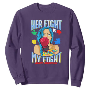 Autism Support Sweatshirt Her Fight is My Fight Autistic Warriors TS01 Purple Printyourwear