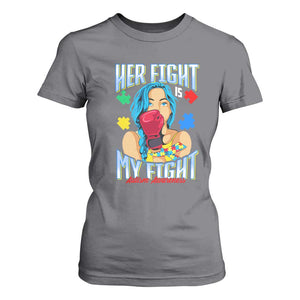 Autism Support T Shirt For Women Her Fight is My Fight Autistic Warriors TS01 Charcoal Printyourwear