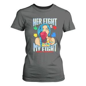 Autism Support T Shirt For Women Her Fight is My Fight Autistic Warriors TS01 Dark Heather Printyourwear