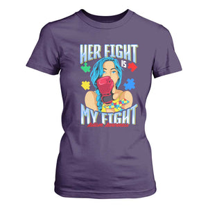 Autism Support T Shirt For Women Her Fight is My Fight Autistic Warriors TS01 Purple Printyourwear