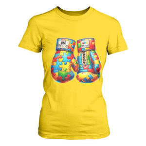 Autism Support T Shirt For Women Her Fight is My Fight Jigsaw Puzzle Boxing Gloves TS01 Daisy Printyourwear