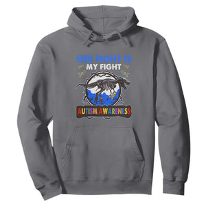 Dinosaur Skeleton Autism Hoodie Her Fight is My Fight Love Support Fighters TS01 Charcoal Printyourwear