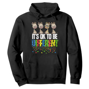 Giraffe Autism Hoodie It's Ok To Be Different Jigsaw Puzzle TS01 Black Printyourwear