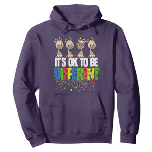 Giraffe Autism Hoodie It's Ok To Be Different Jigsaw Puzzle TS01 Purple Printyourwear