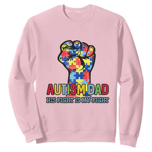 Autism Dad Sweatshirt His Fight is My Fight Jigsaw Puzzle Raised Fist TS01 Light Pink Printyourwear