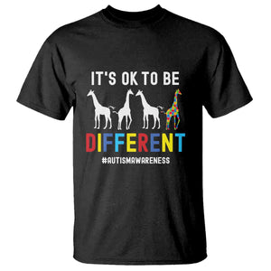 Giraffe Autism T Shirt It's Ok To Be Different Jigsaw Puzzle TS01 Black Printyourwear