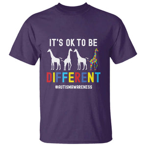 Giraffe Autism T Shirt It's Ok To Be Different Jigsaw Puzzle TS01 Purple Printyourwear