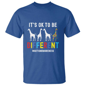 Giraffe Autism T Shirt It's Ok To Be Different Jigsaw Puzzle TS01 Royal Blue Printyourwear