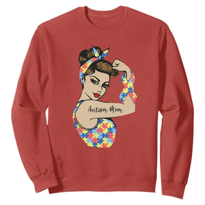 Autism Mom Sweatshirt Strong Woman Understand Love Support TS01 Red Printyourwear