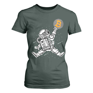 Funny Crypto Investing T Shirt For Women Bitcoin HODL BTC Astronaut Trader TS02 Dark Forest Green Print Your Wear
