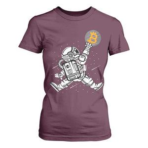 Funny Crypto Investing T Shirt For Women Bitcoin HODL BTC Astronaut Trader TS02 Maroon Print Your Wear