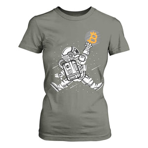 Funny Crypto Investing T Shirt For Women Bitcoin HODL BTC Astronaut Trader TS02 Military Green Print Your Wear