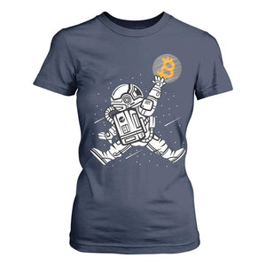 Funny Crypto Investing T Shirt For Women Bitcoin HODL BTC Astronaut Trader TS02 Navy Print Your Wear