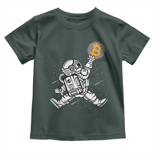 Funny Crypto Investing Toddler T Shirt Bitcoin HODL BTC Astronaut Trader TS02 Dark Forest Green Print Your Wear