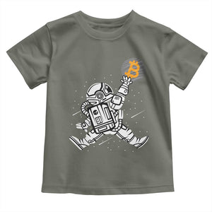 Funny Crypto Investing Toddler T Shirt Bitcoin HODL BTC Astronaut Trader TS02 Military Green Print Your Wear